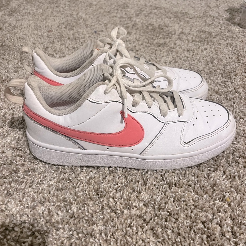White and Pink nike air forces womans 8, kids 6.5